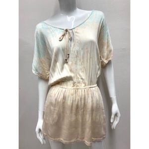 Gypsy 05 Cream Blue Tie Dye Dress Pockets Large